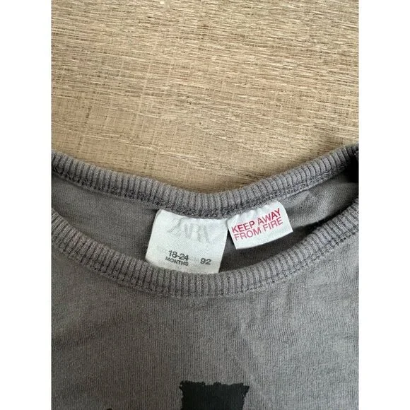 Gray Long-Sleeve Toddler Shirt With Tiger Face Print - Picture 4 of 4